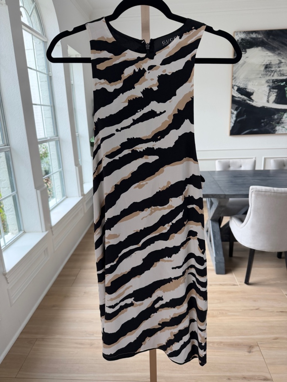 Gucci Zebra Print Sleeveless Shift Dress | Size 38 | Made In Italy